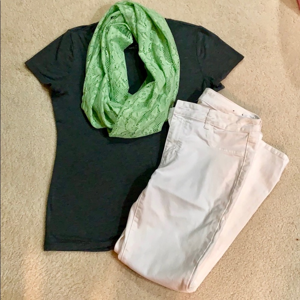 Lace Mint Green Infinity Scarf